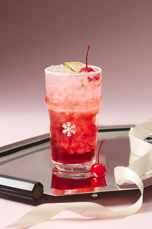 Festive Icon Tumbler Glass - White by Anthropologie