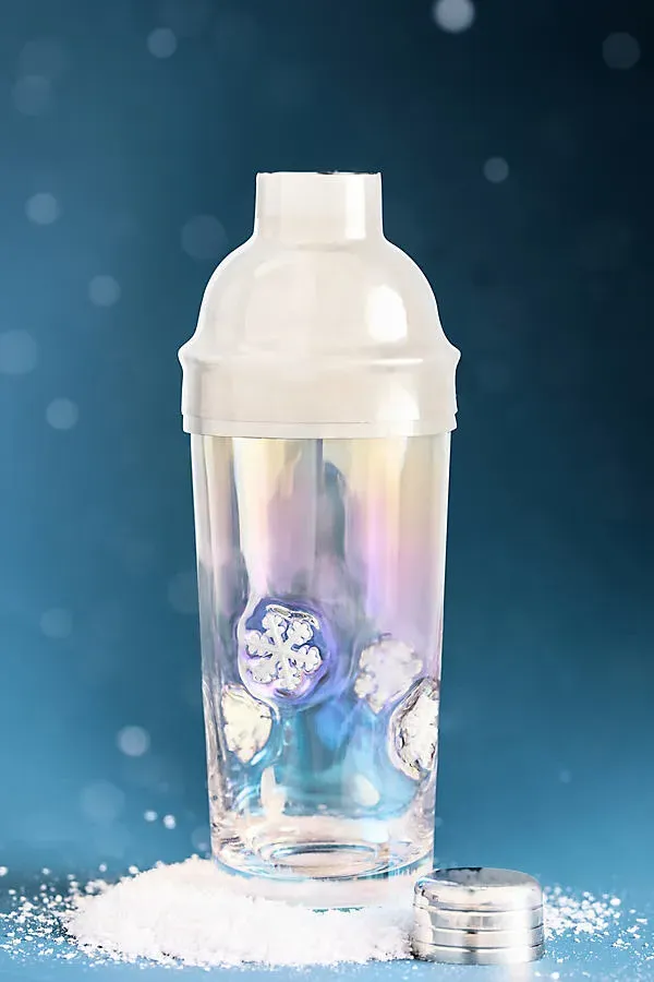 Festive Lustered Icon Cocktail Shaker - White, Soda Lime Glass by Anthropologie