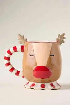 Figural Holiday Mug - Brown, Stoneware by Anthropologie, alternate view