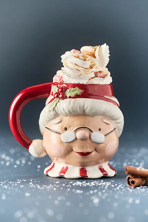 Figural Holiday Mug - Red, Stoneware by Anthropologie