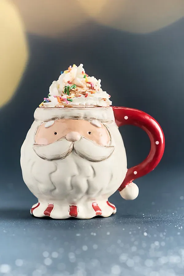 Figural Holiday Mug - White, Stoneware by Anthropologie