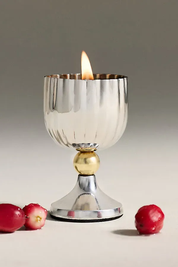 Figural Mini Cocktail Candle - Cranberry Fizz, Metal by Anthropologie
