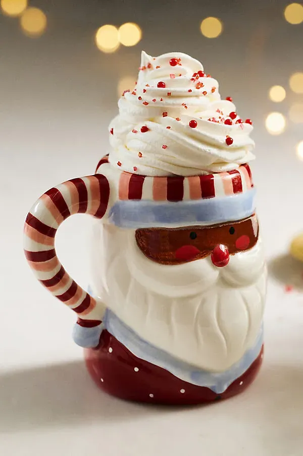 Figural Santa Mug - Red, Stoneware by Anthropologie