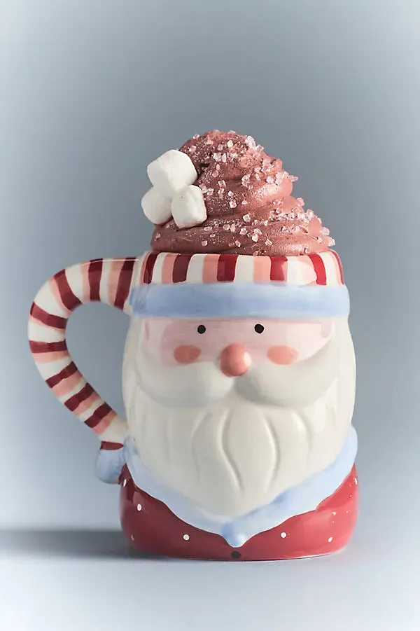 Figural Santa Mug - Red, Stoneware by Anthropologie