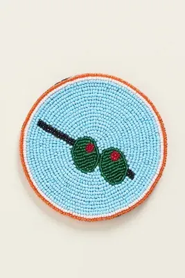 Fiona Beaded Coasters Garnish Edition - Green, Cotton Velvet by Anthropologie, alternate view