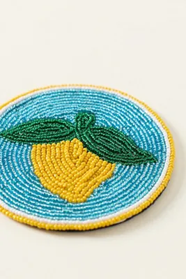 Fiona Beaded Coasters Garnish Edition - Yellow, Cotton Velvet by Anthropologie, image 2