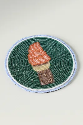 Fiona Foodie Edition Coasters - Green, Cotton Velvet product