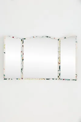 Fiona Printed Fabric Triptych Wall Mirror - Ivory product