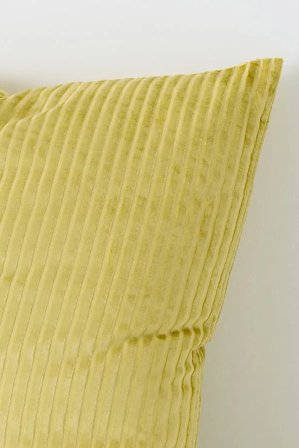 Fiora Ribbed Velvet Throw Pillow - Yellow, Cotton product