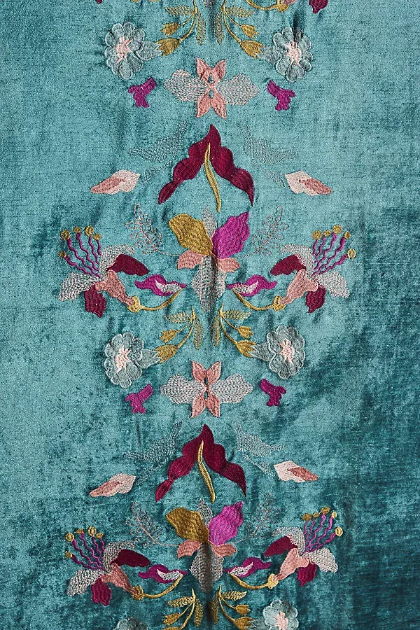 Fiori Curtain - Blue, Polyester/Cotton by Anthropologie, image 2
