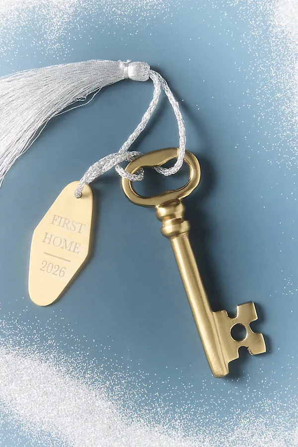 First Home Key Milestone Ornament - Metallic, Aluminum by Anthropologie