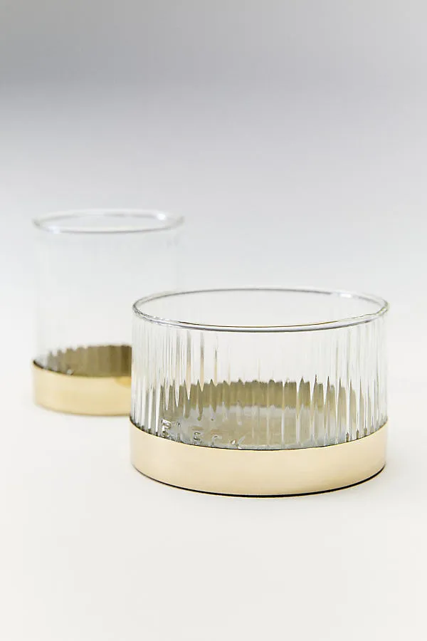 Fleck Fluted Glass Votives Set of 2 - Gold product