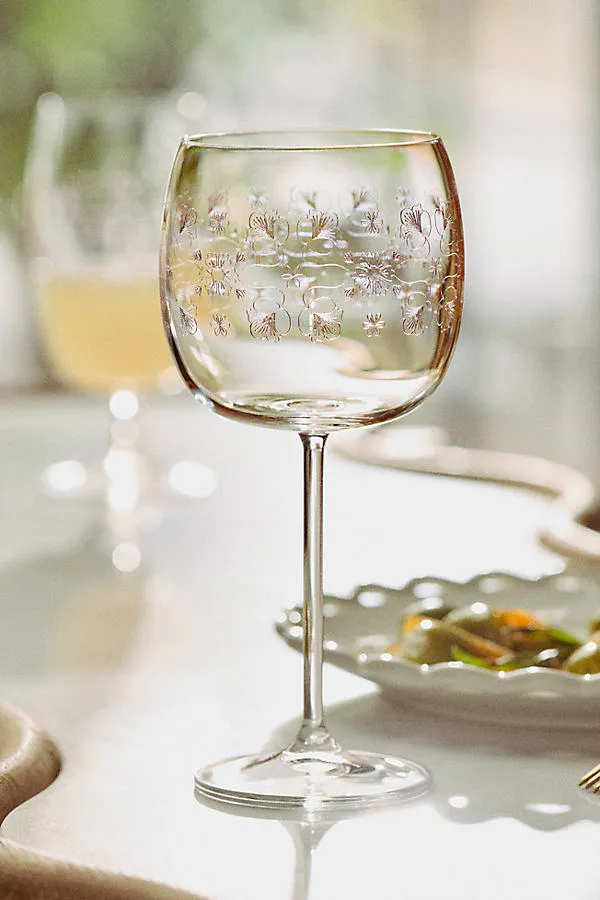 Flora 24k Gold Accent Wine Glasses Set of 4 by Anthropologie