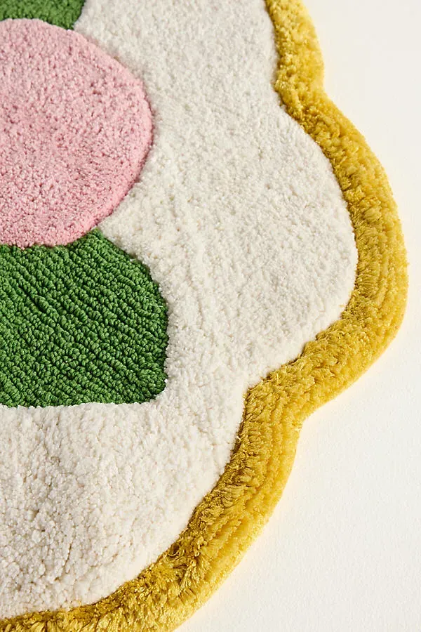 Flora Scallop Shaped Bath Mat - Yellow, Cotton product
