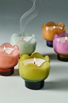 Floral Bronzed Gardenia Glass Candle - Pink alternate view