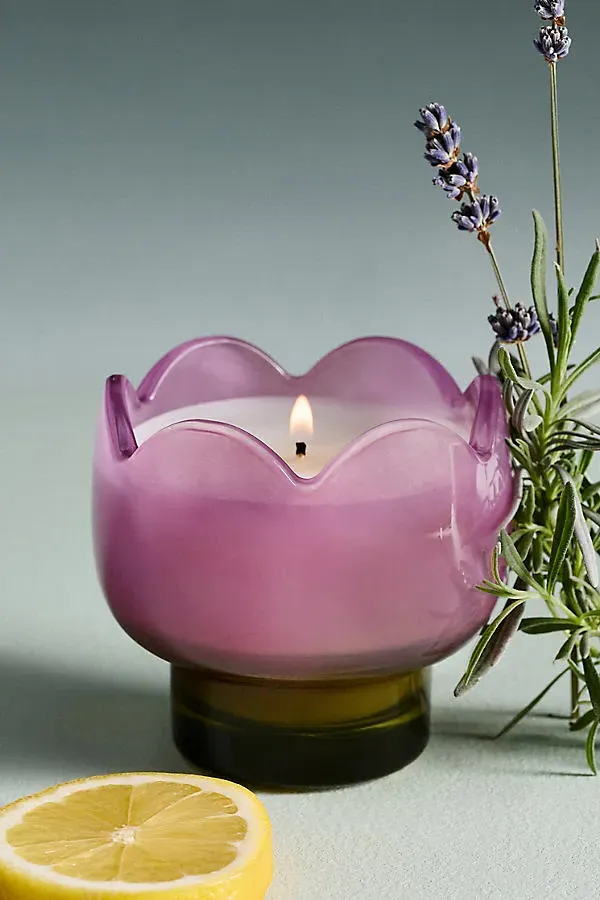 Floral Bronzed Gardenia Glass Candle - Pink product