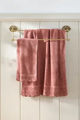 Floral Cutwork Towel Collection - Pink, Cotton by Anthropologie, image 2