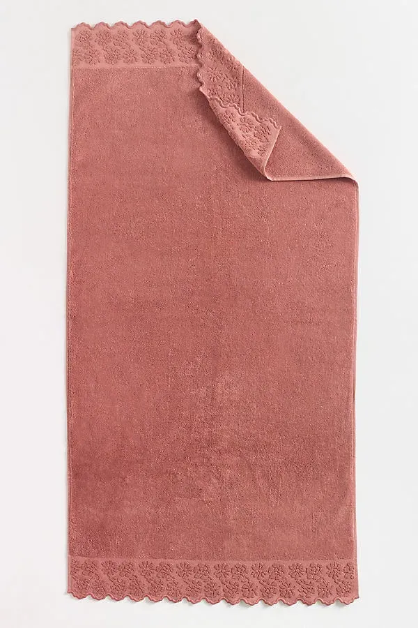 Floral Cutwork Towel Collection - Pink, Cotton by Anthropologie