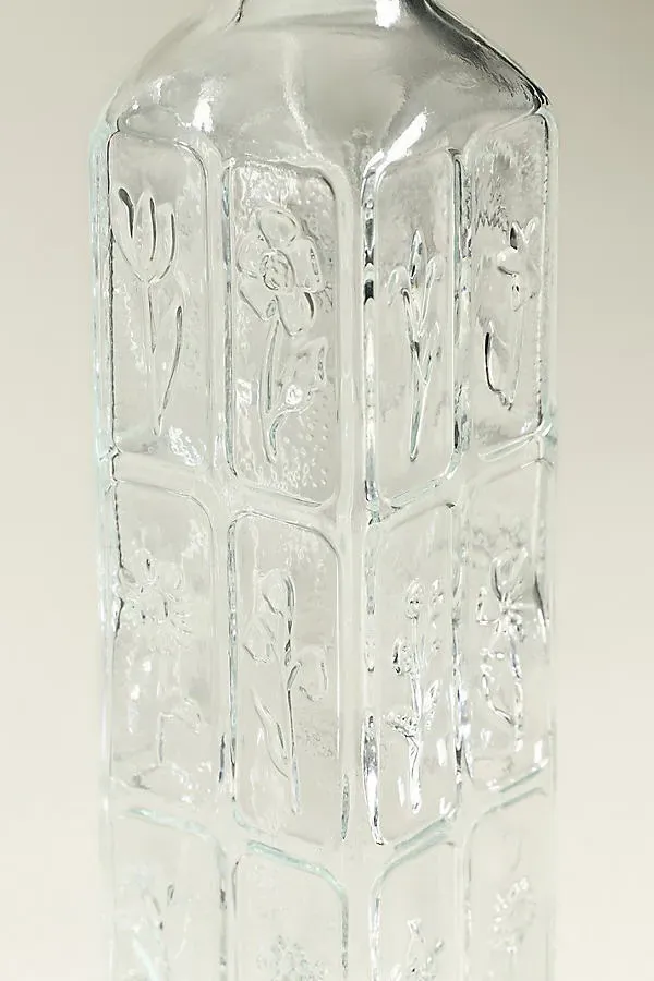 Floral Embossed Glass Oil Cruet - Clear product