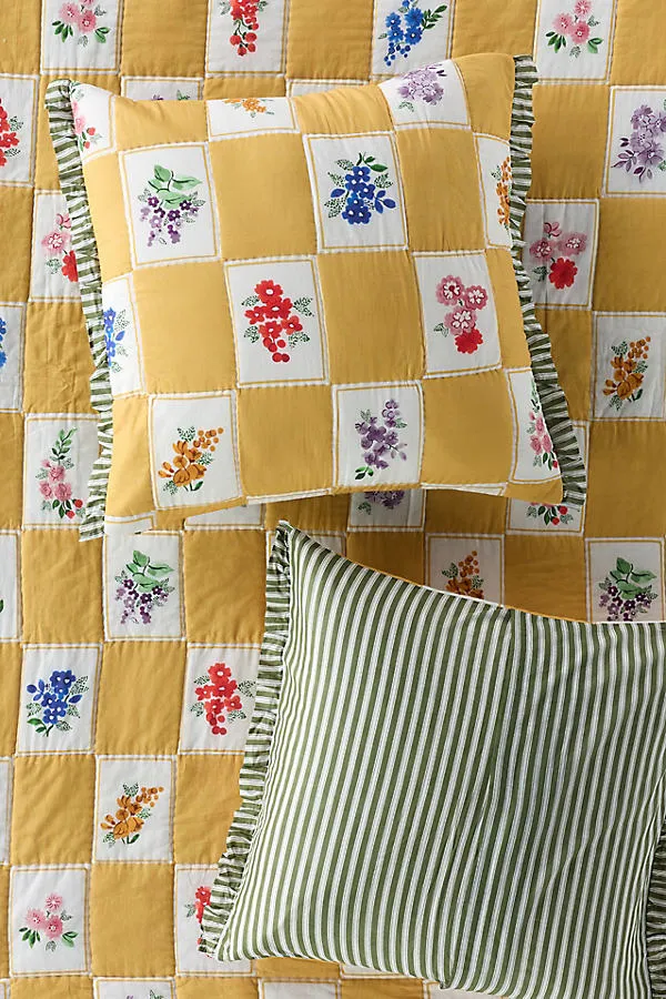 Floral Printed Ruffle Cushion Cover - Cotton Voile product
