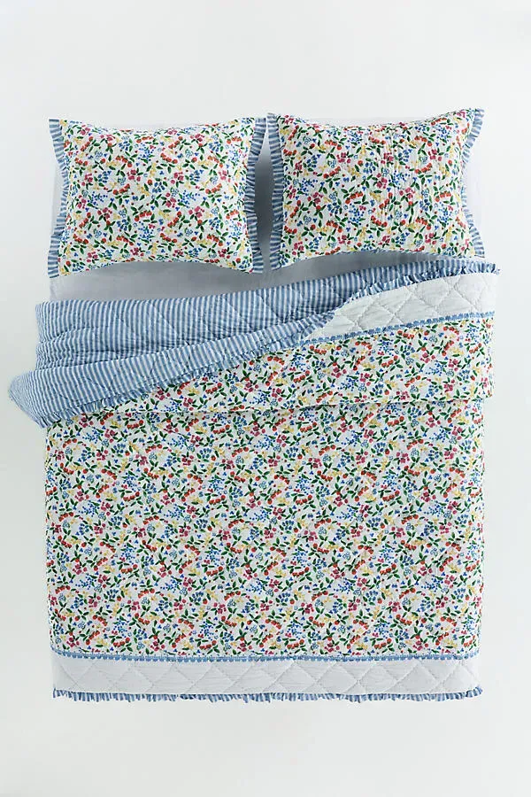 Floral Printed Ruffle Quilt - Cotton Voile product