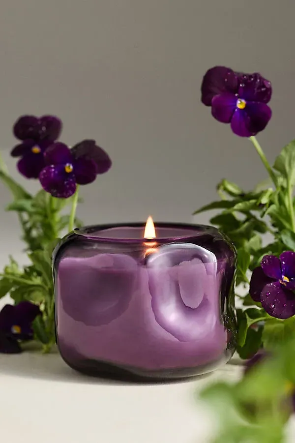 Floral Violet & Vanilla Mini Glass Candle - Purple, Cotton by Anthropologie