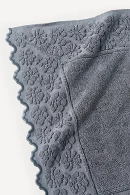 Floral Woven Cutwork Bath Mat - Grey, Cotton by Anthropologie, alternate view