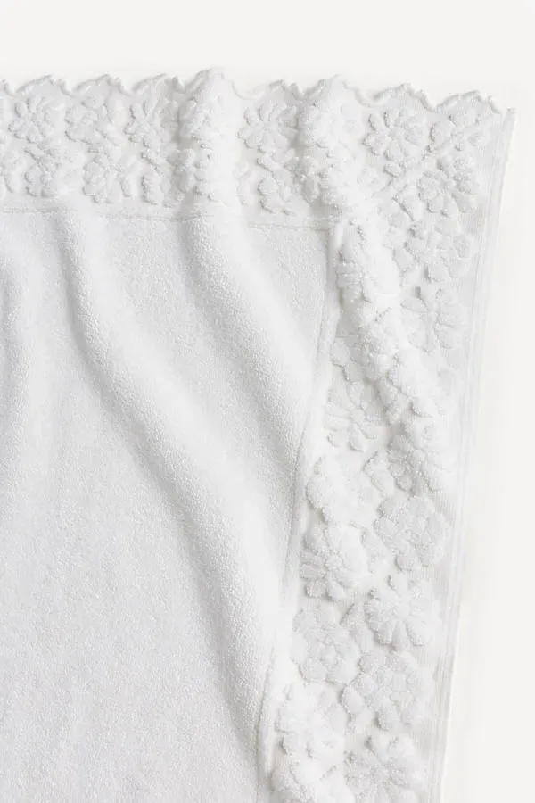 Floral Woven Cutwork Bath Mat - Ivory, Cotton by Anthropologie, alternate view