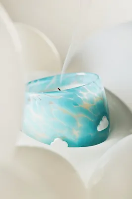 Fluffy Cloud Fresh Spring Rain & Bright Bergamot Icon Glass Candle - Blue product