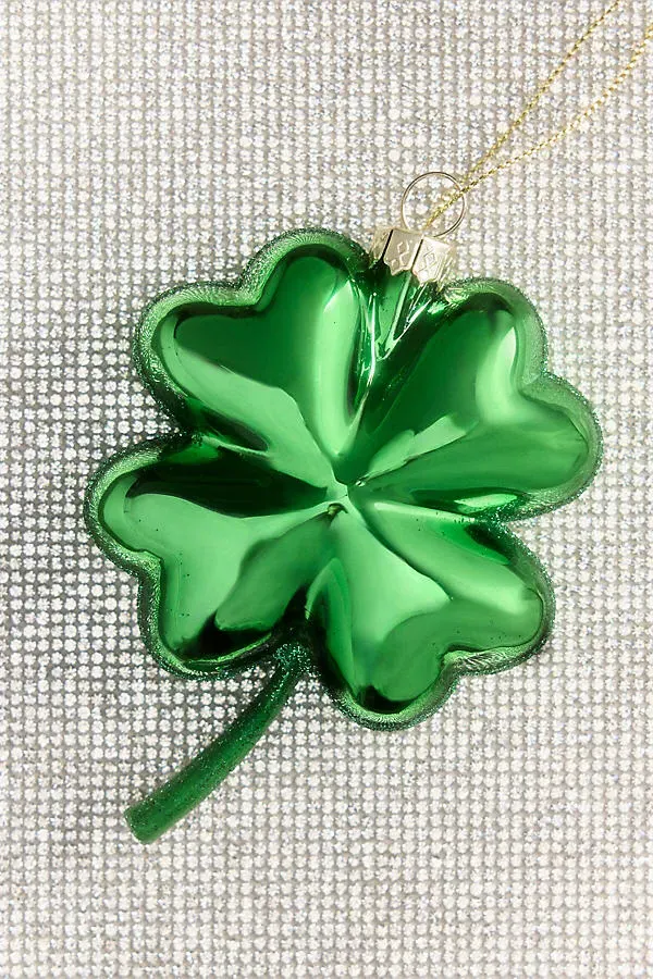 Four Leaf Clover Glass Ornament - Green by Anthropologie
