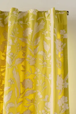 Francine Woven Floral Curtain - Yellow, Cotton product