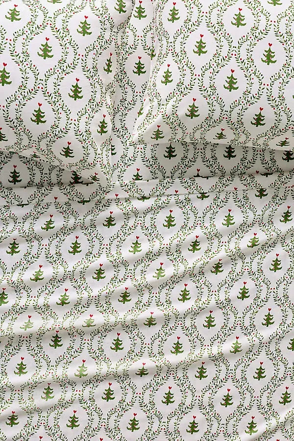 Full Size Printed Sheet Set - Green, Cotton Modal by Anthropologie