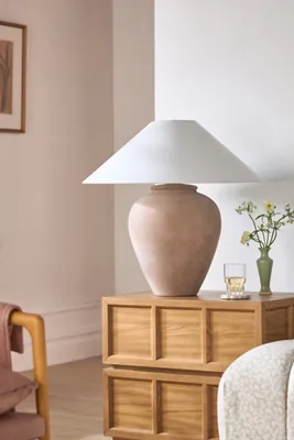 Galey Alix Camden Ford Ceramic Table Lamp - Brown, Linen product