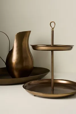 Galina 2-Tiered Platter - Gold, Bronze Metal product