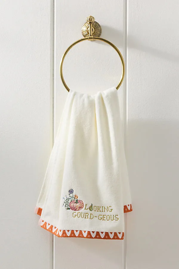 Garden Icon Embroidered Hand Towels - Ivory, Cotton product