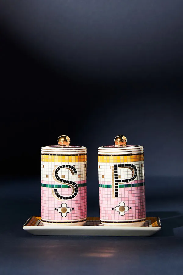 Garden Tile Salt & Pepper Shakers - Stoneware by Anthropologie