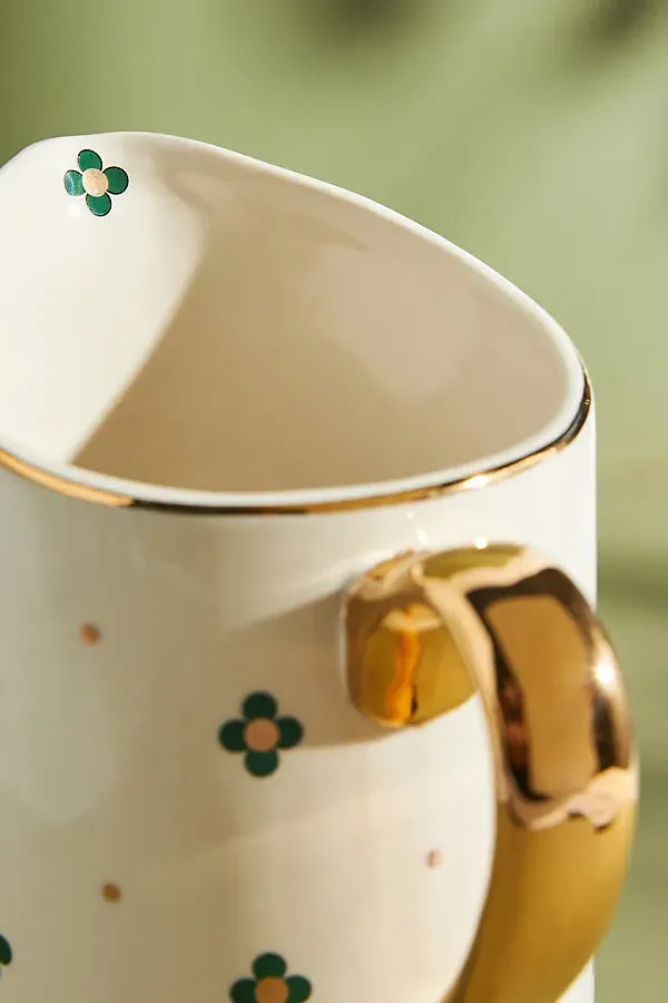 Garden Tile Stoneware Pitcher - Pink by Anthropologie, alternate view