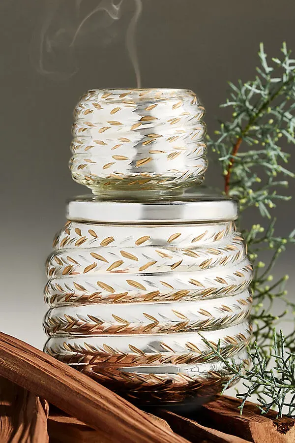 Gather Frosted Garland Small Candle - Silver by Anthropologie