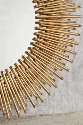 Gathered Glow Sunburst Wall Mirror - Gold, Brass product
