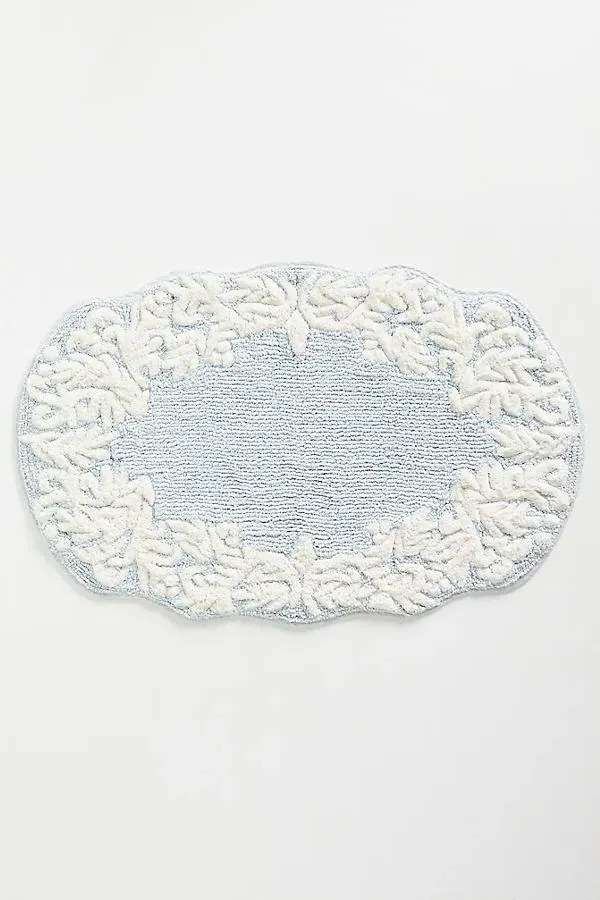Geraldine Large Tufted Bath Mat - Blue, Cotton by Anthropologie
