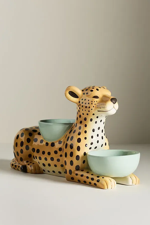 Germain Leopard Double Nut Bowl Tray by Anthropologie