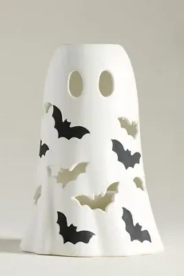 Ghost Small Hurricane Candle Holder - White, Stoneware product