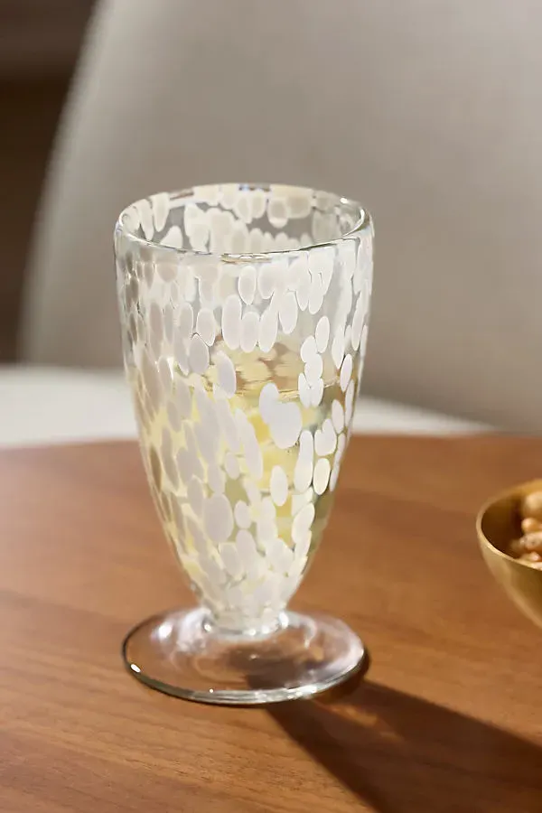 Gia Tortoise Goblet - White, Soda Lime Glass by Anthropologie