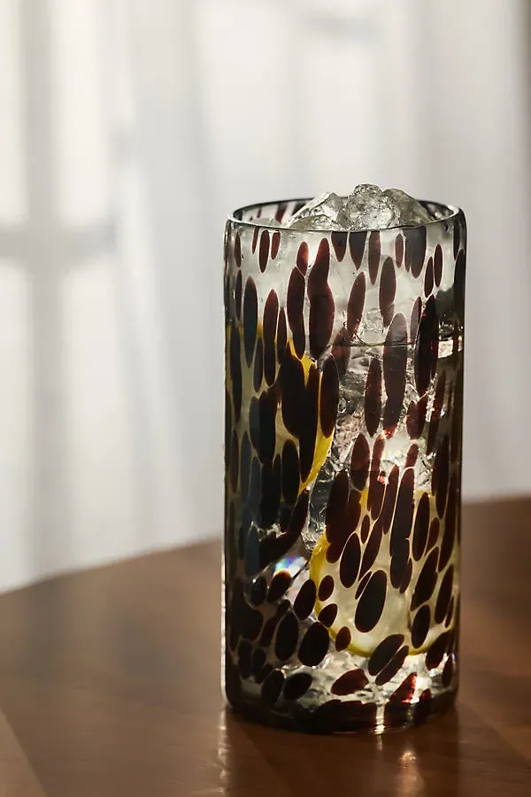 Gia Tortoise Highball Glass - Black by Anthropologie