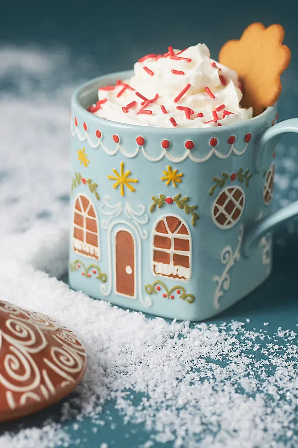 Gingerbread House Stoneware Mug - Mint by Anthropologie