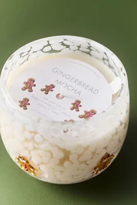 Gingerbread Icon Gourmand Gingerbread Mocha Glass Candle - White, Cotton by Anthropologie, alternate view