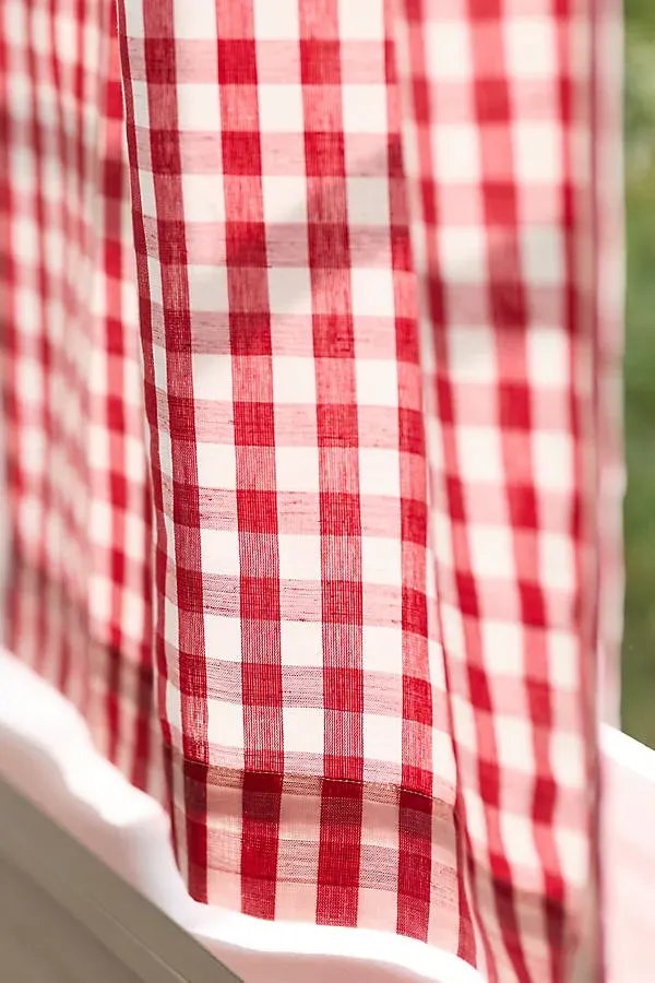 Gingham Cafe Curtain Set of 2 - Red, Cotton-Linen alternate view