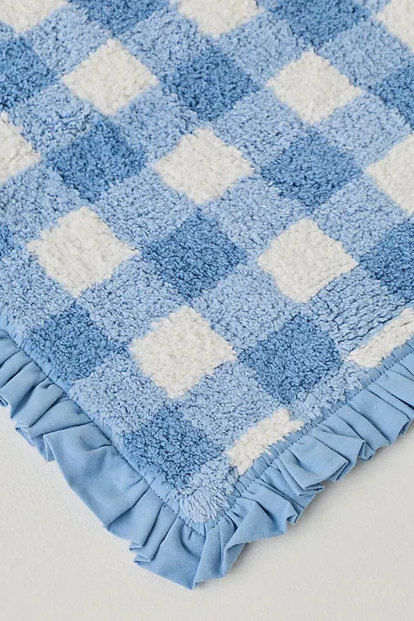 Gingham Cotton Tufted Bath Mat - Blue by Anthropologie, alternate view