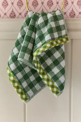 Gingham Cotton Woven Towel Collection - Green, Cotton product