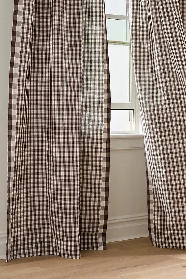 Gingham Curtain - Brown, Linen/Cotton alternate view